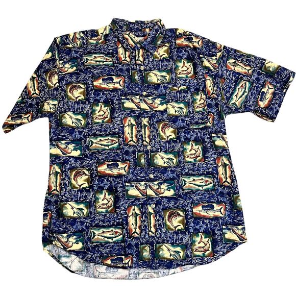 Bimini Bay Other - Bimini Bay Fish Themed Camp Shirt Button Front 100% Cotton XL (2762)